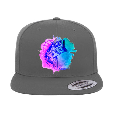 Watercolor Fishing Flat Bill Cap